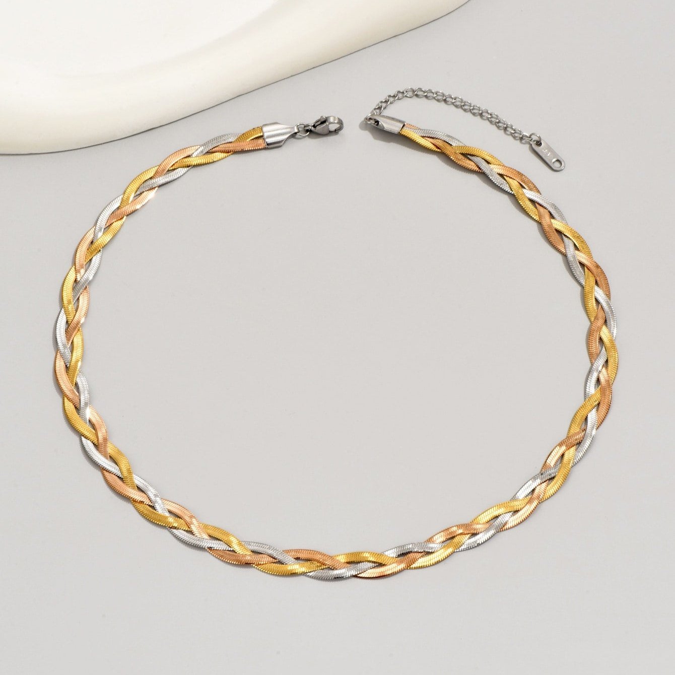 Tricolor Braided Laminated Choker