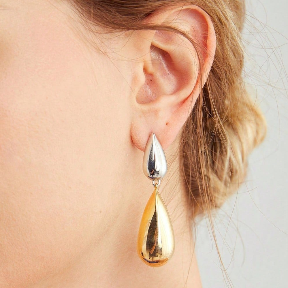 Double-Tone Drop Earrings