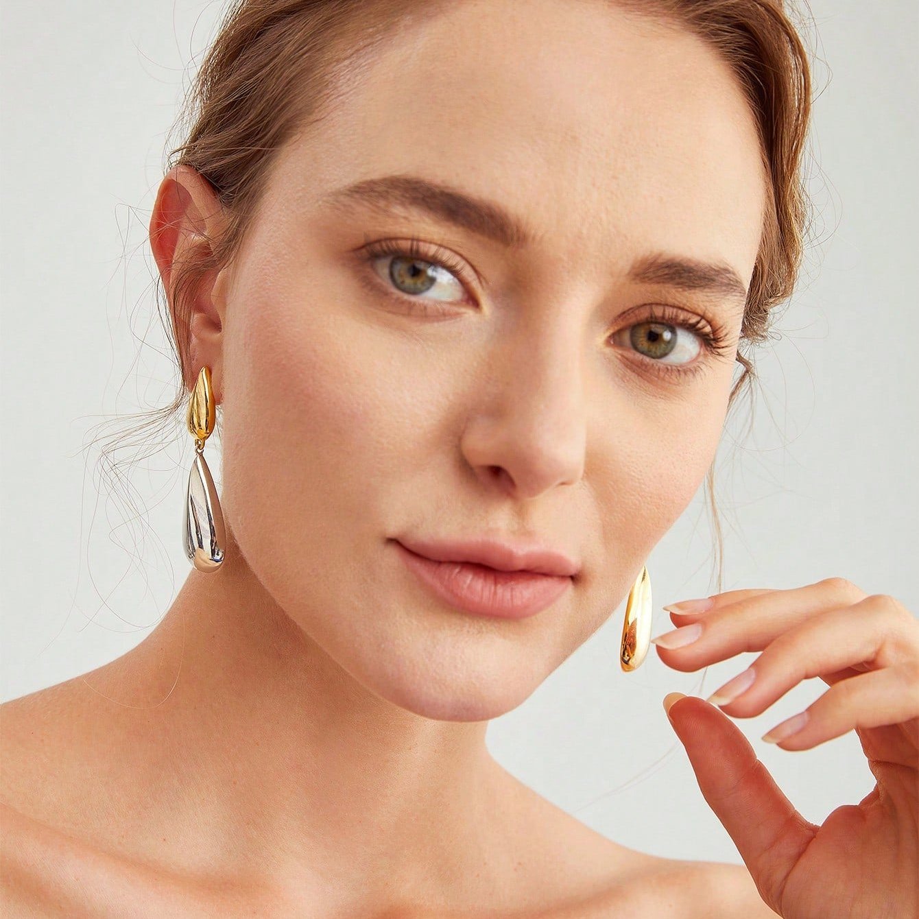 Double-Tone Drop Earrings