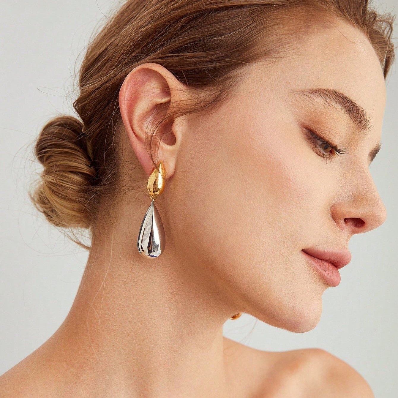 Double-Tone Drop Earrings