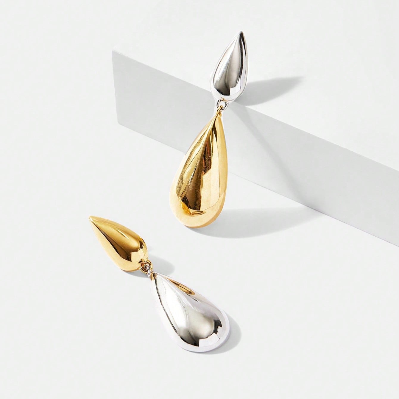 Double-Tone Drop Earrings