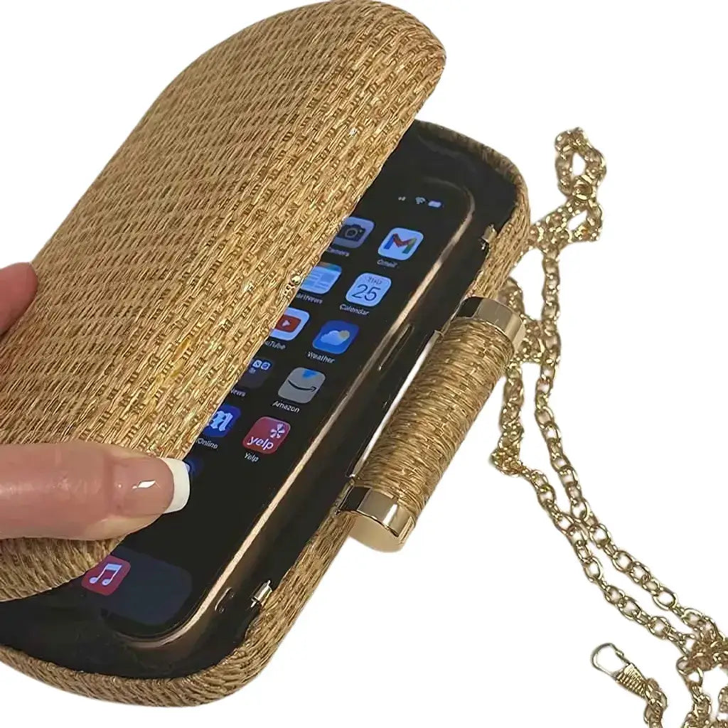 Nature Beige Straw Clutch