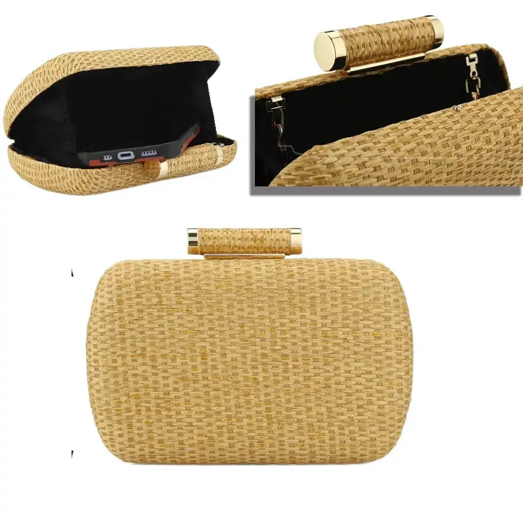 Nature Beige Straw Clutch