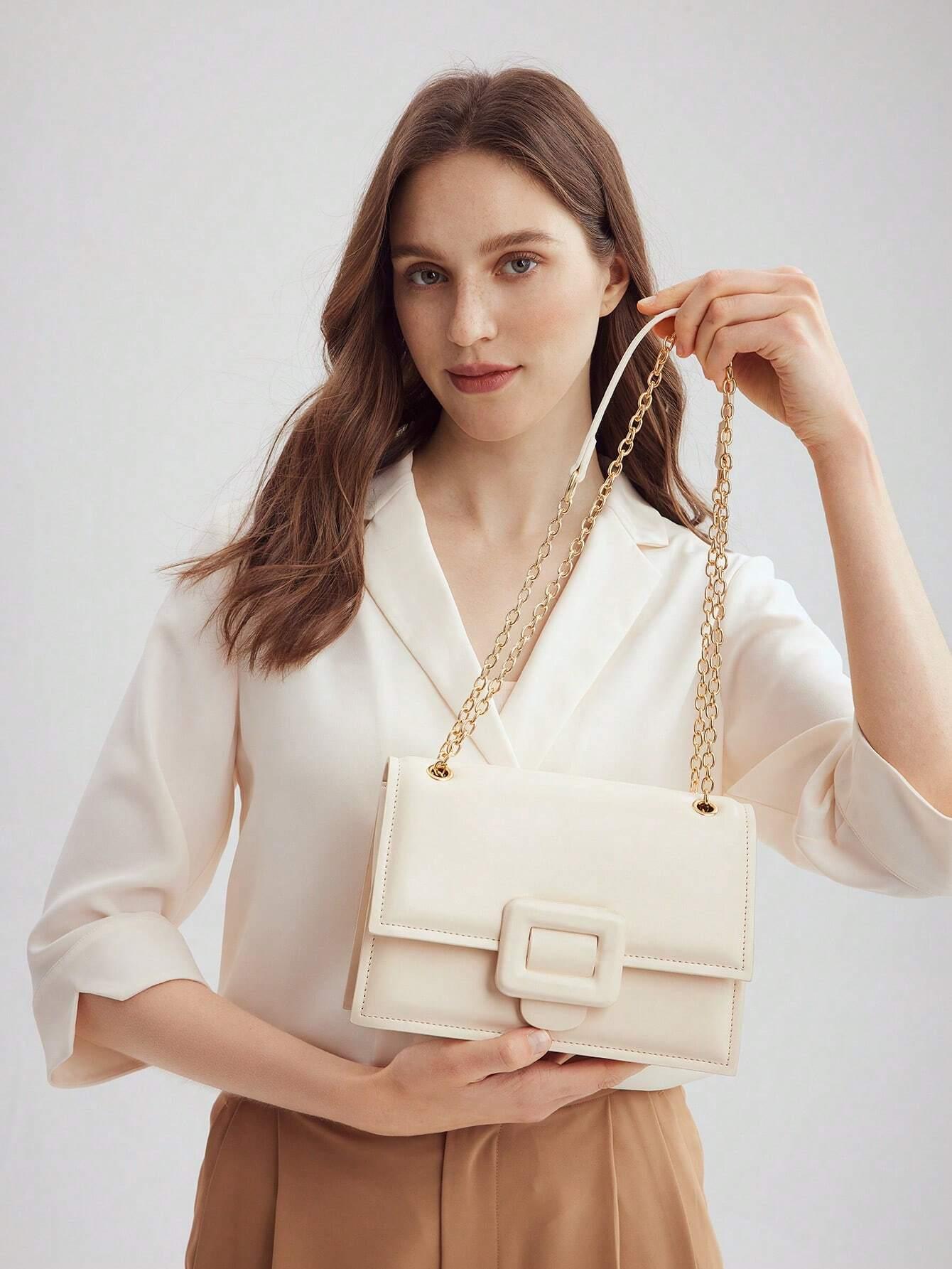 Shoulder Bag with Chain and Buckle - Stella