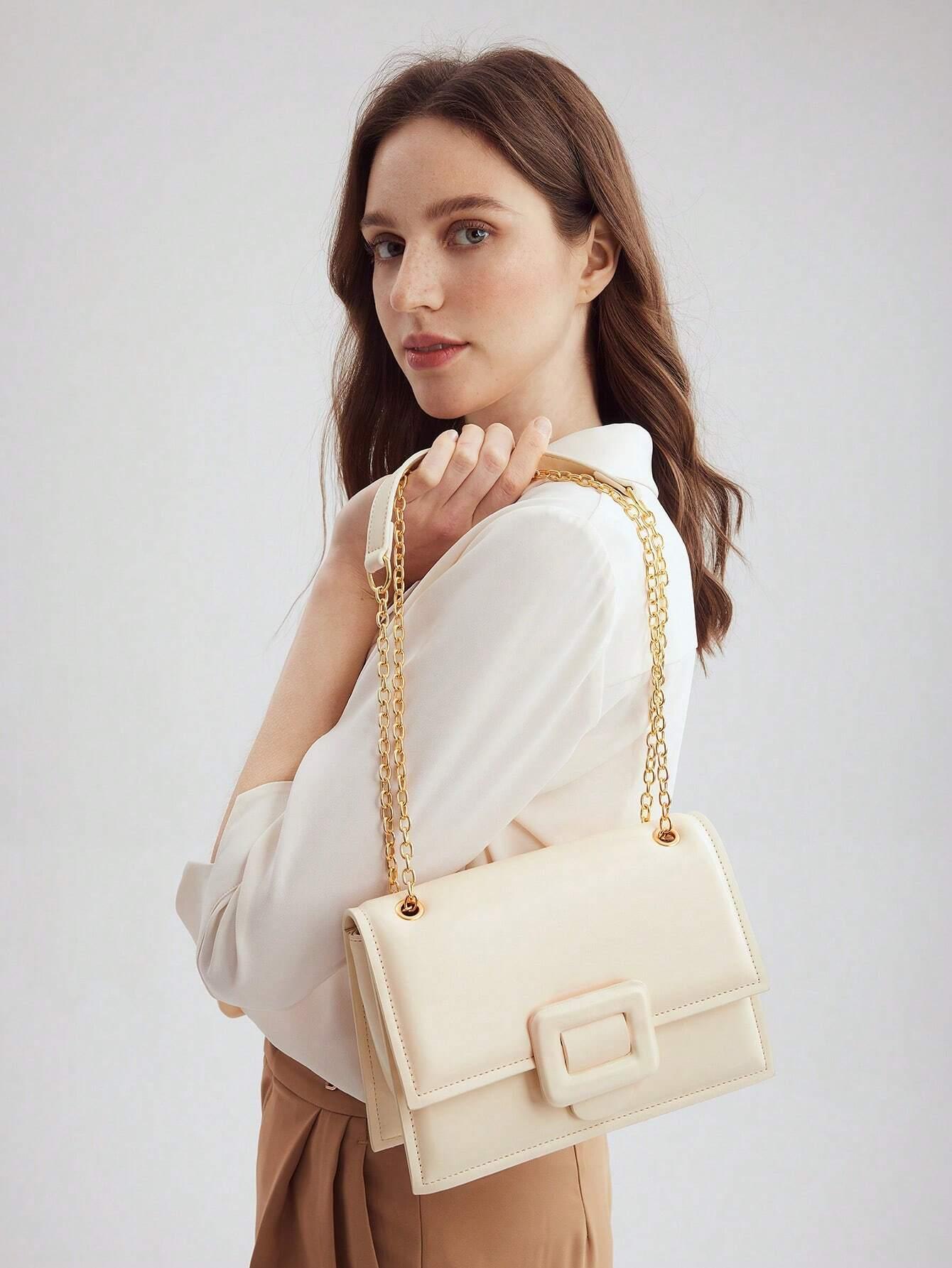 Shoulder Bag with Chain and Buckle - Stella