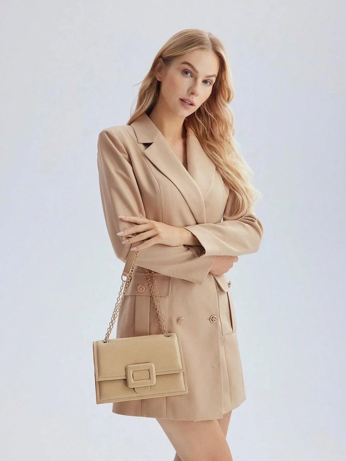 Shoulder Bag with Chain and Buckle - Stella