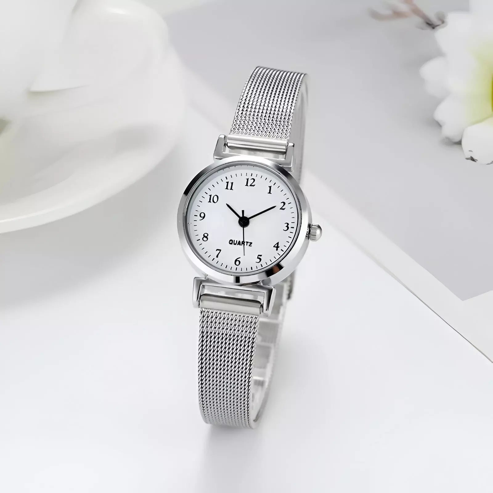Women’s Quartz Oval Watch with Stainless Steel Strap
