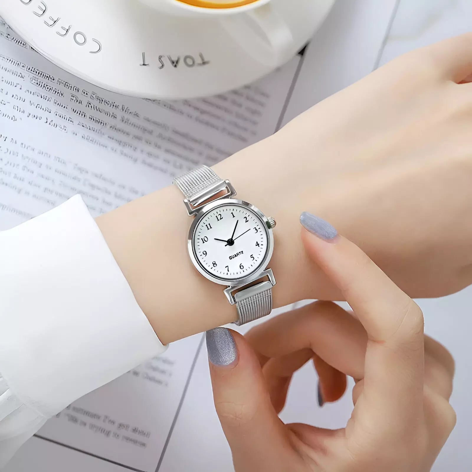 Women’s Quartz Oval Watch with Stainless Steel Strap